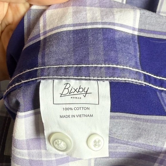 Bixby Nomad Purple/White Plaid Long Sleeve Slim Fit Button Down Shirt Size Small - Picture 5 of 9